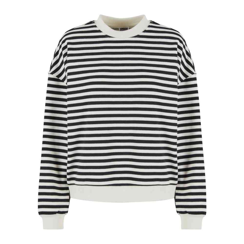 Urban Classics - Oversized Striped Rundhalspullover - Schwarz/Beige